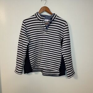 Talbots Hello‎ Saturday Sweater Women Medium Petite Pullover Navy Stripe